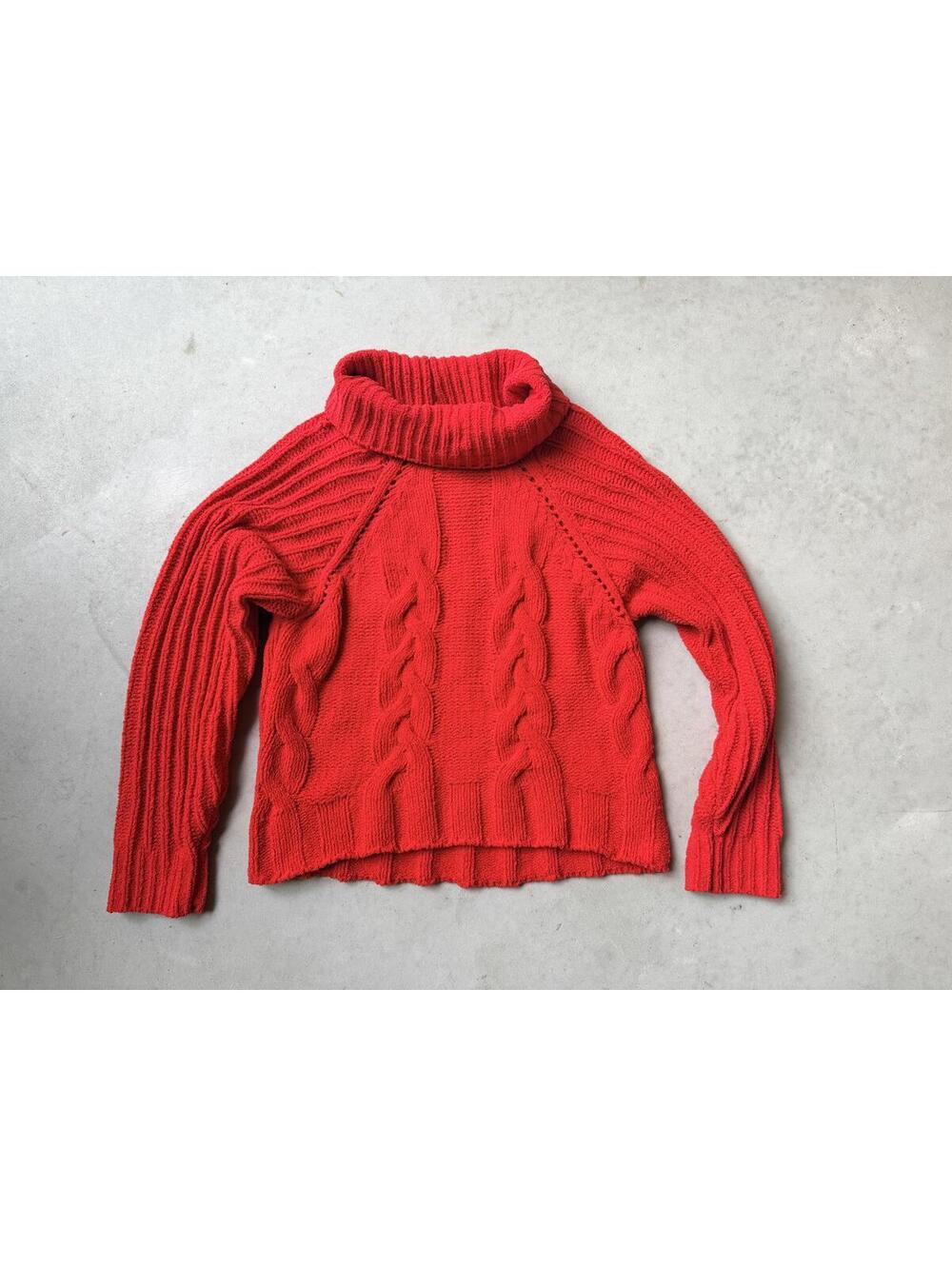 Harper Heritage Red Cable Knit Turtleneck Sweater, Medium